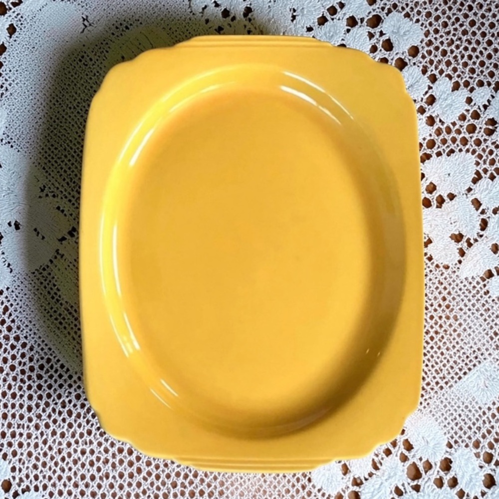 Vintage 1930s Homer Laughlin Yellow Riviera Fiestaware Century Shaped Platter